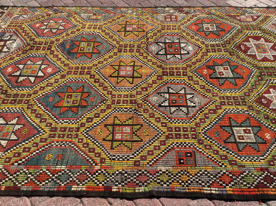 Tappeto Kilim vintage 303 x 187 cm in lana turca