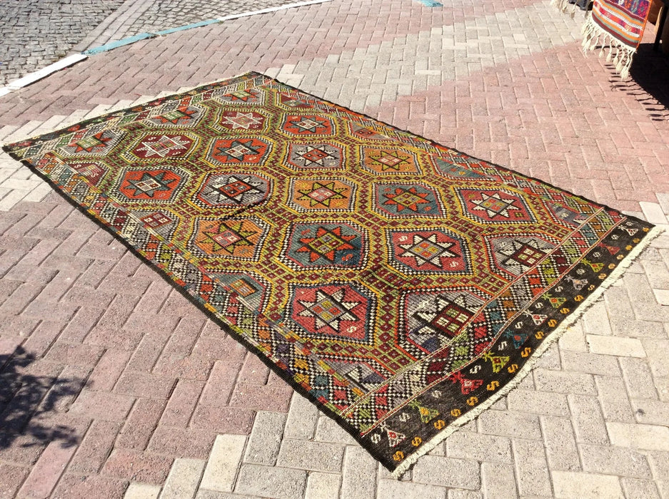 Tappeto Kilim vintage 303 x 187 cm in lana turca