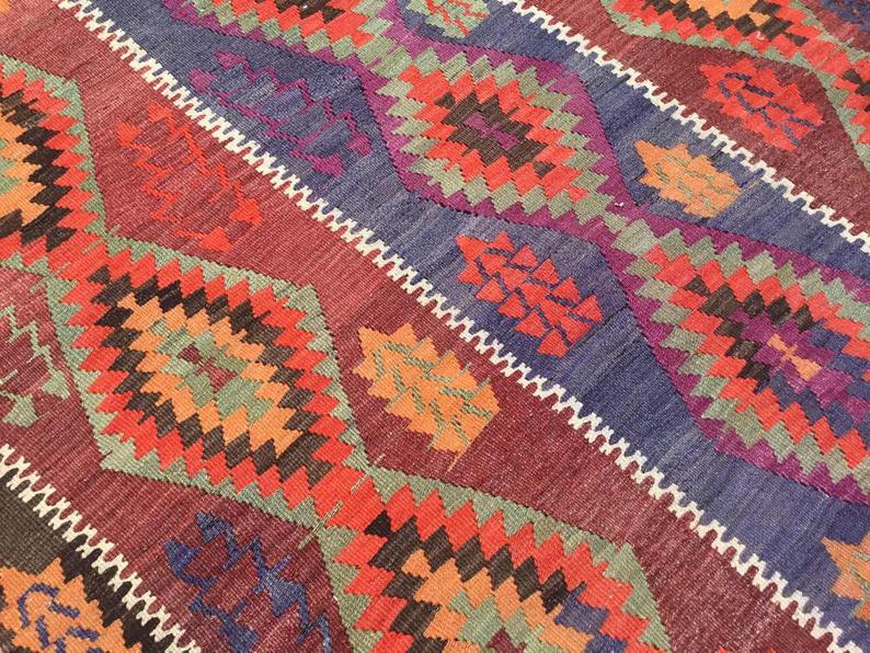 Vintage Kilim Rug 306cm x 153cm Handmade Turkey 60 Years Old