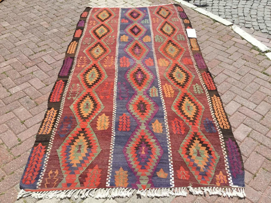 Vintage Kilim Rug 306cm x 153cm Handmade Turkey 60 Years Old
