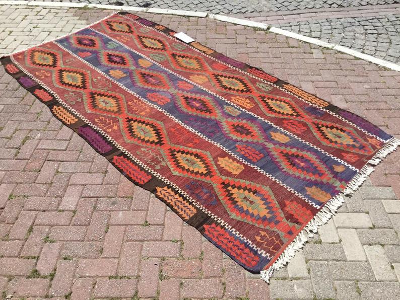 Vintage Kilim Rug 306cm x 153cm Handmade Turkey 60 Years Old