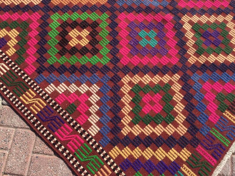 Vintage Kilim -matto 307cm x 192cm Käsintehty turkkilainen villa