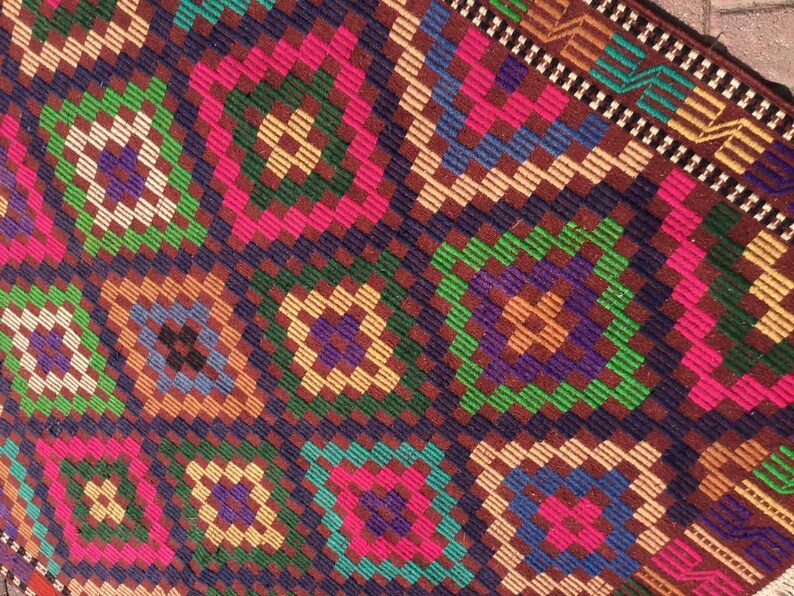 Vintage Kilim -matto 307cm x 192cm Käsintehty turkkilainen villa