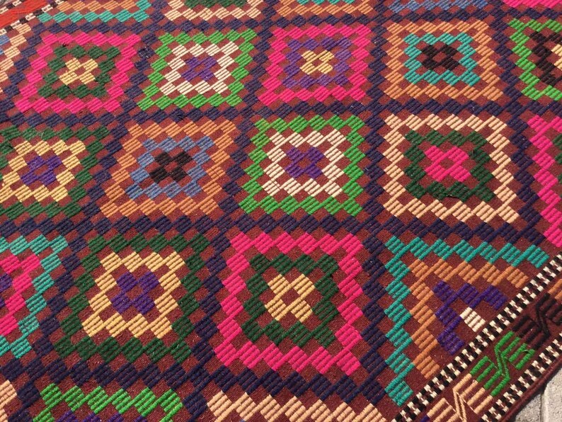 Vintage Kilim -matto 307cm x 192cm Käsintehty turkkilainen villa