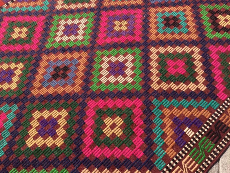 Vintage Kilim -matto 307cm x 192cm Käsintehty turkkilainen villa