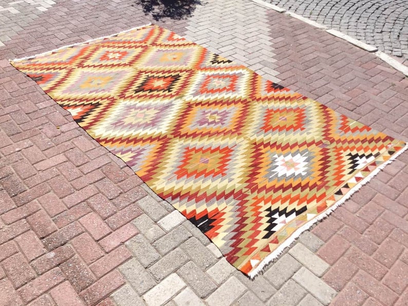 Vintage Kilim -matto 310cm x 171cm Käsintehty villapuuvilla