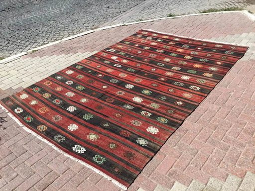 Tappeto vintage kilim 310 cm x 209 cm dalla Turchia occidentale