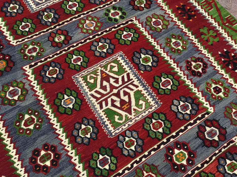 Tappeto Kilim vintage 311 cm x 166 cm in lana e cotone intrecciato a mano