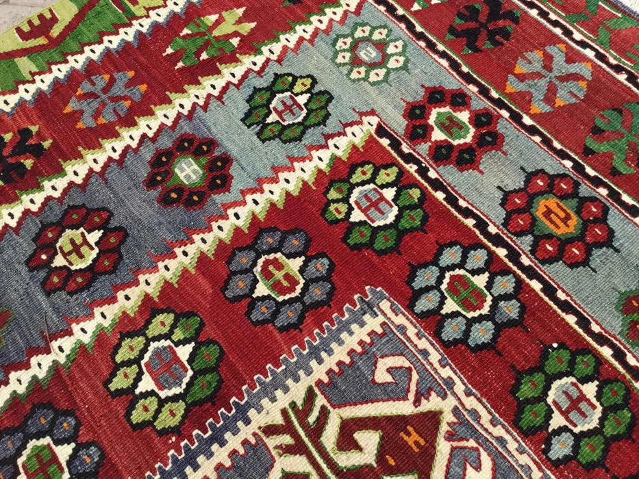 Tappeto Kilim vintage 311 cm x 166 cm in lana e cotone intrecciato a mano