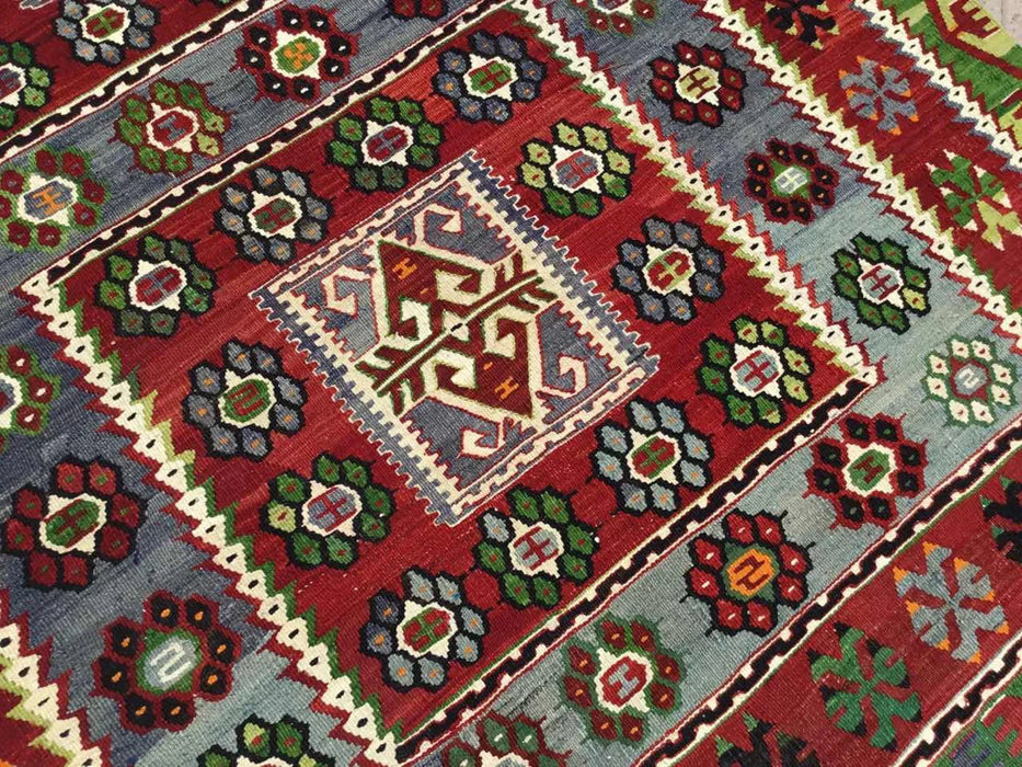 Tappeto Kilim vintage 311 cm x 166 cm in lana e cotone intrecciato a mano