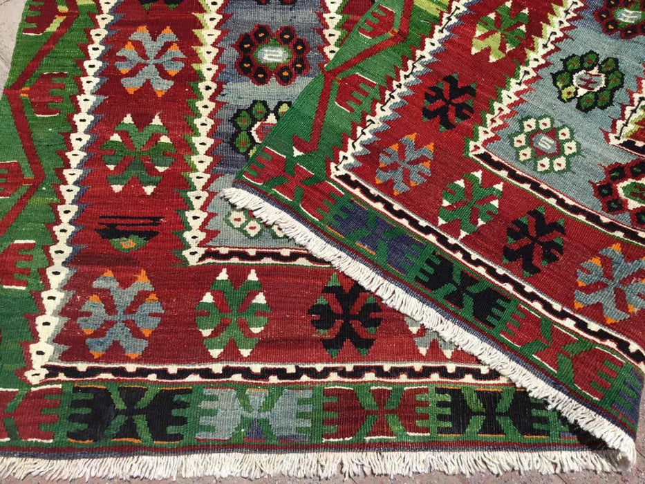 Tappeto Kilim vintage 311 cm x 166 cm in lana e cotone intrecciato a mano