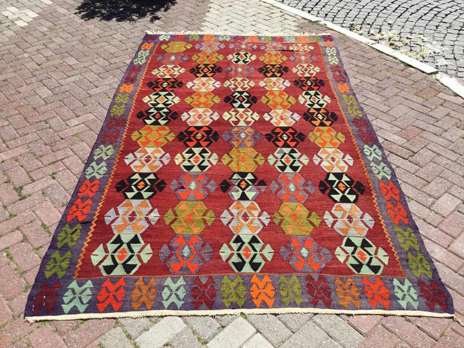 Vintage Kilim -matto 313cm x 187cm Käsintehty villapuuvilla