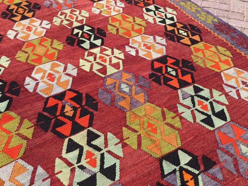 Vintage Kilim -matto 313cm x 187cm Käsintehty villapuuvilla