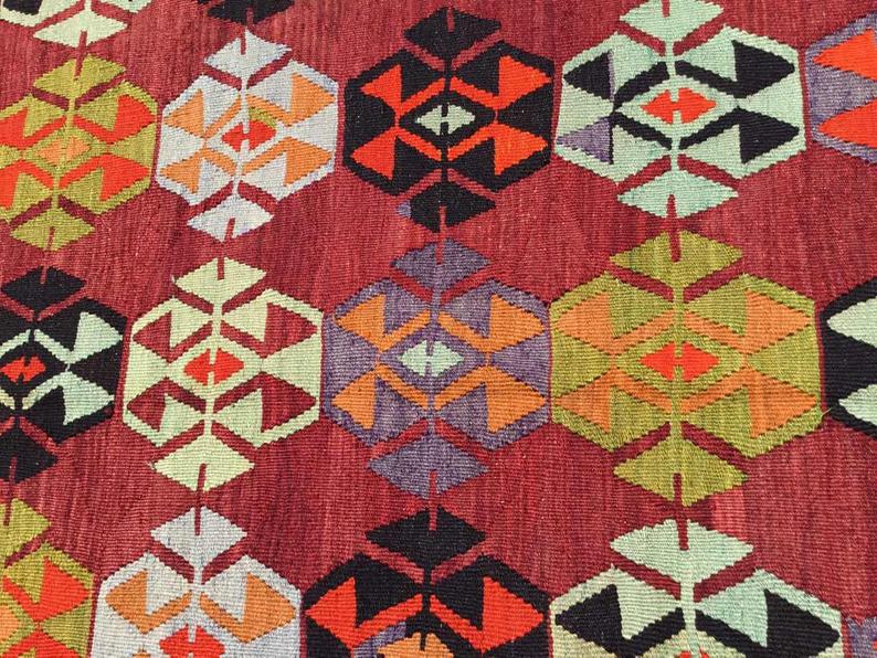 Vintage Kilim -matto 313cm x 187cm Käsintehty villapuuvilla