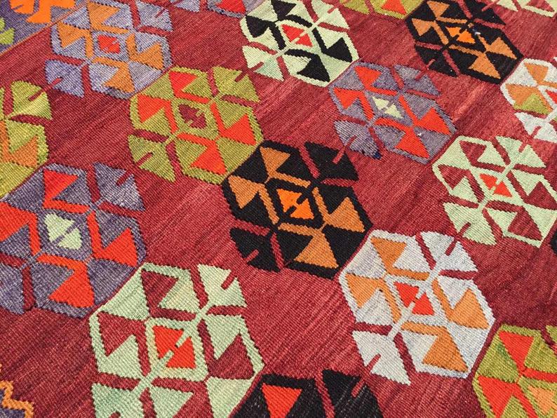 Vintage Kilim -matto 313cm x 187cm Käsintehty villapuuvilla