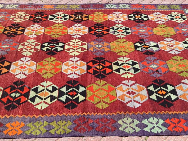 Vintage Kilim -matto 313cm x 187cm Käsintehty villapuuvilla