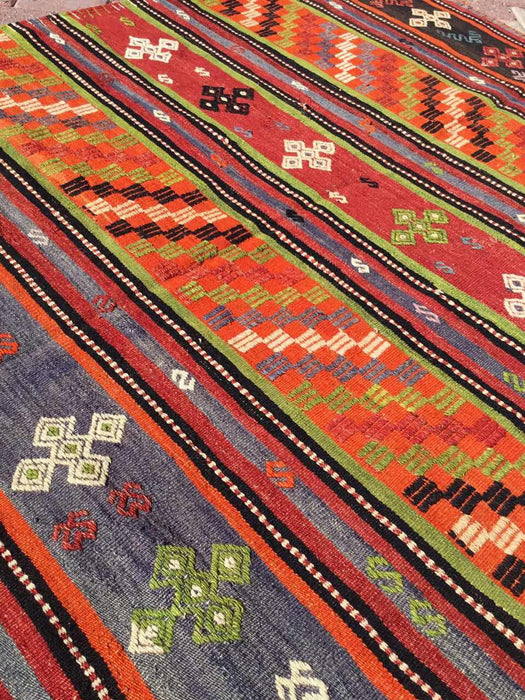 Tappeto Kilim vintage 320 cm x 160 cm realizzato a mano in Turchia