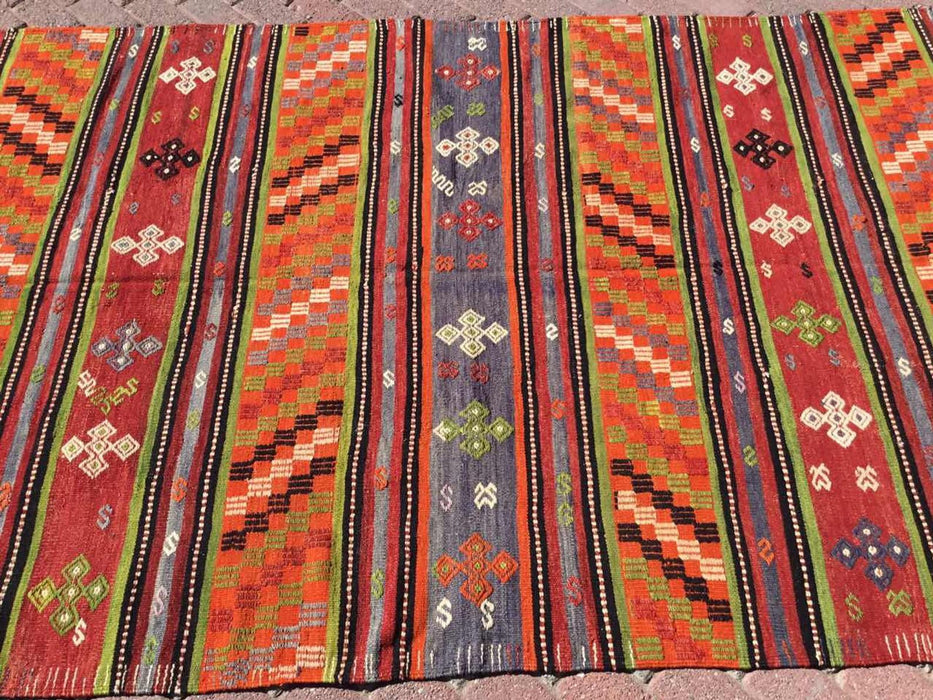 Tappeto Kilim vintage 320 cm x 160 cm realizzato a mano in Turchia