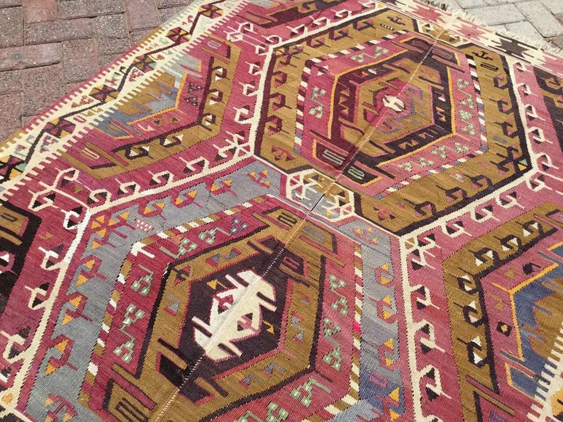 Vintage Kilim -matto 324cm x 147cm Itä-Turkista