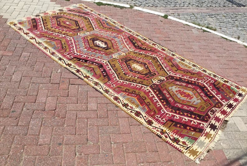 Vintage Kilim -matto 324cm x 147cm Itä-Turkista