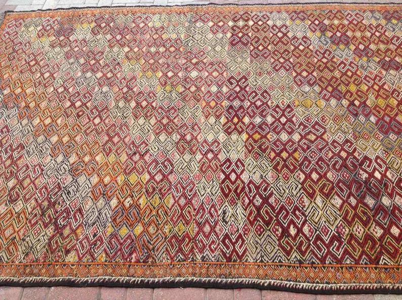 Vintage Kilim -matto 330cm x 195cm Itä-Turkin villapuuvillaa