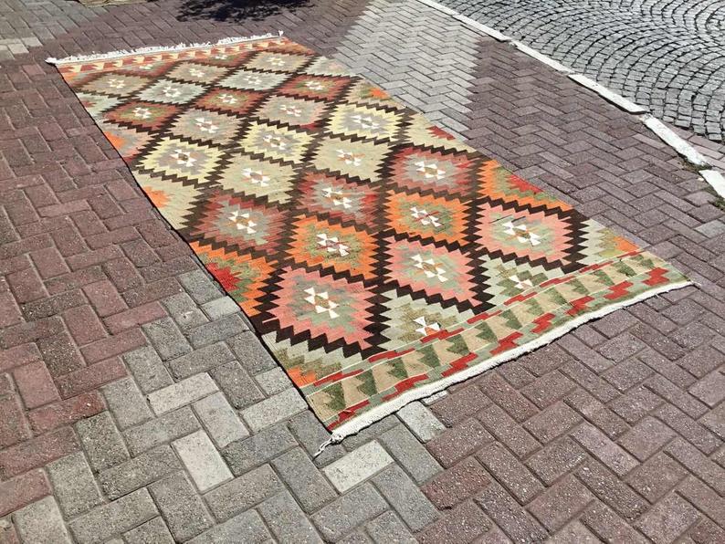 Tappeto Kilim vintage 331 cm x 171 cm dalla Turchia occidentale