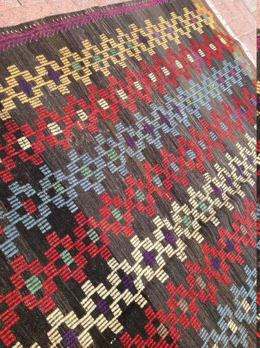 Tappeto Kilim vintage 332 cm x 226 cm realizzato a mano in lana di tacchino