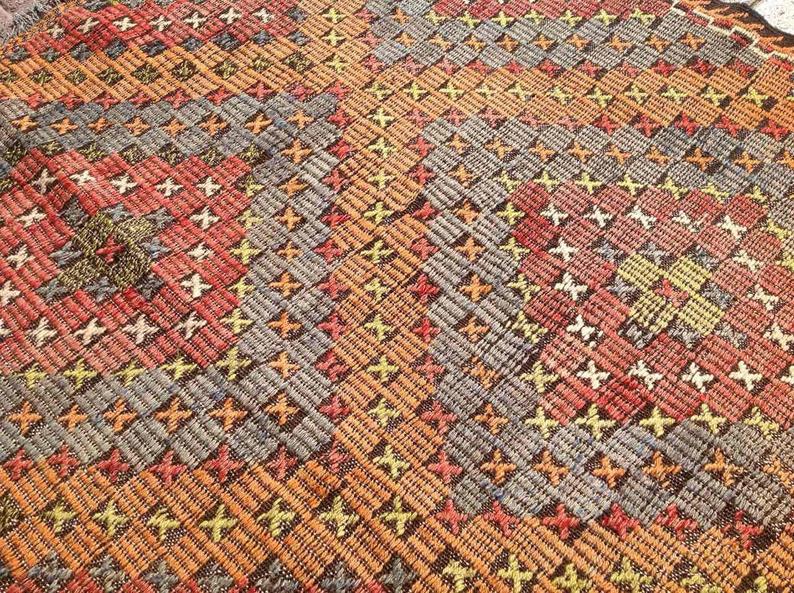 Tappeto Kilim vintage 333 cm x 199 cm realizzato a mano dalla Turchia