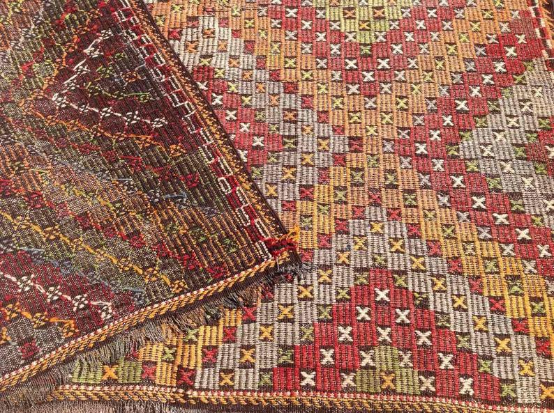 Tappeto Kilim vintage 333 cm x 199 cm realizzato a mano dalla Turchia