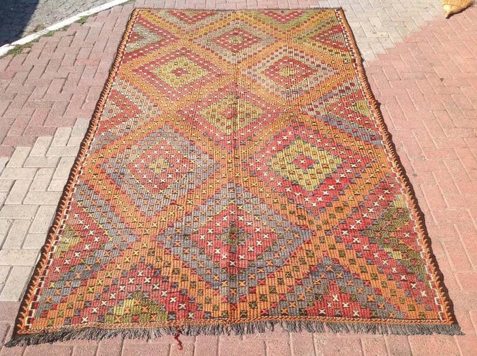 Tappeto Kilim vintage 333 cm x 199 cm realizzato a mano dalla Turchia