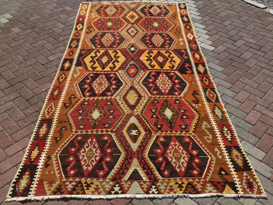 Vintage Kilim Rug 340 cm x 167 cm From Western Turkey