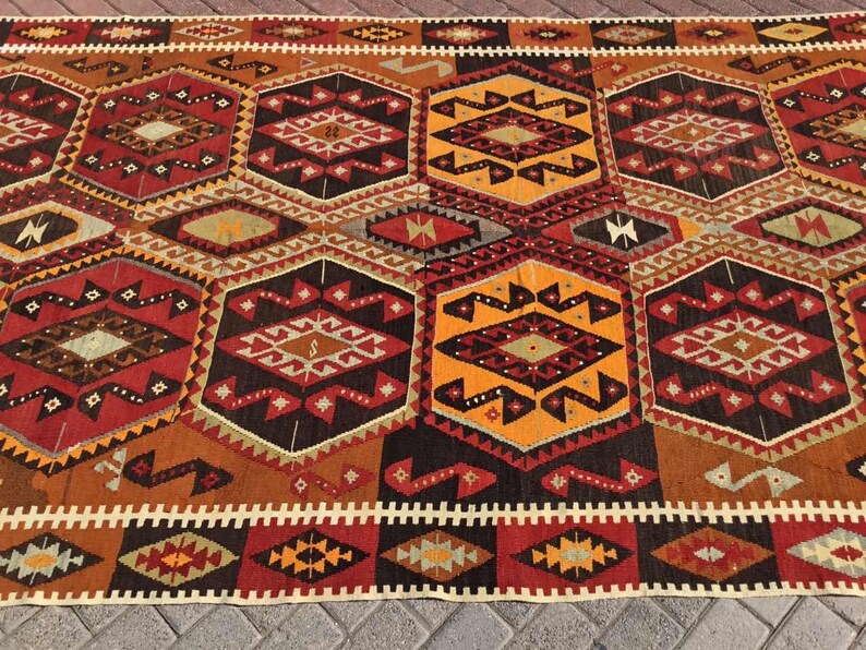 Vintage Kilim Rug 340 cm x 167 cm From Western Turkey