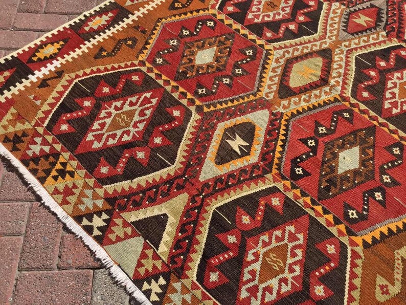 Vintage Kilim Rug 340 cm x 167 cm From Western Turkey