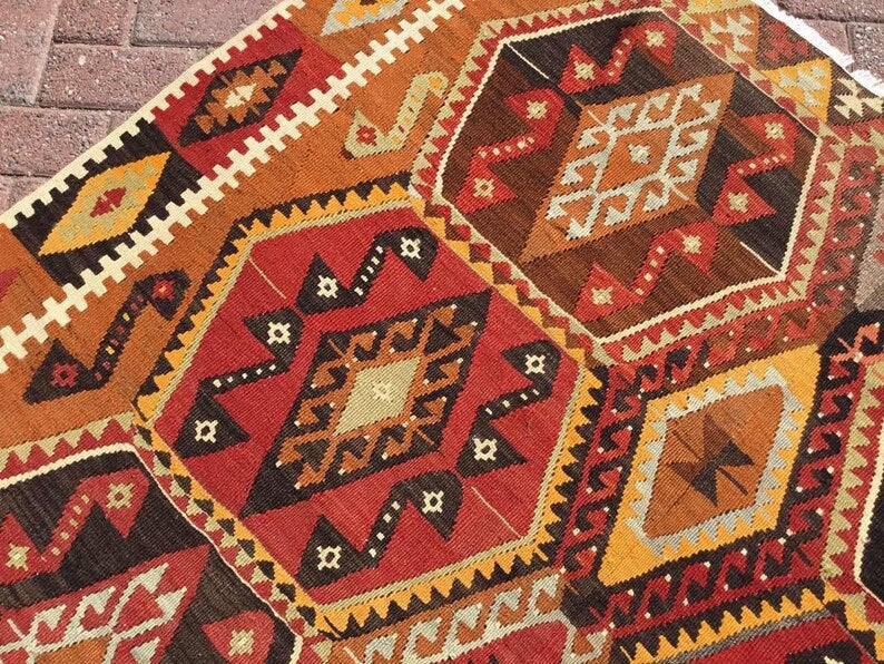 Vintage Kilim Rug 340 cm x 167 cm From Western Turkey