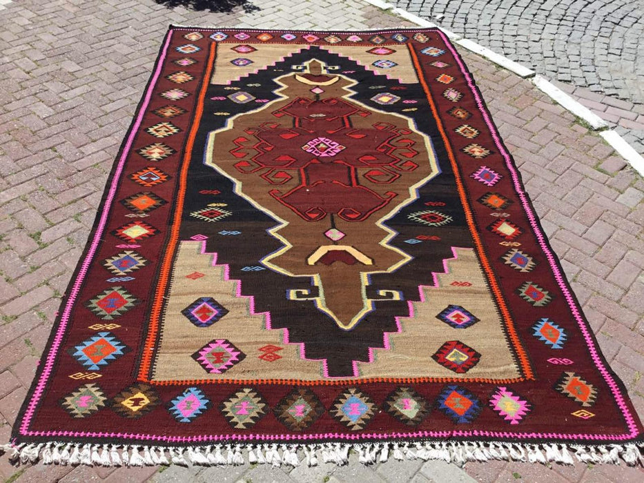 Vintage Kilim -matto 348cm x 214cm Itä-Turkin villapuuvillaa