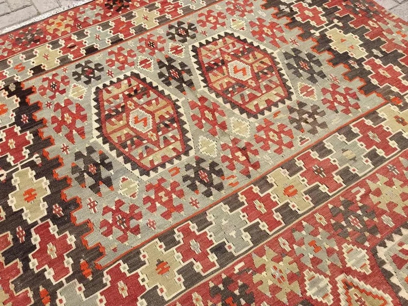 Tappeto Kilim vintage 364 cm x 188 cm realizzato a mano in Turchia