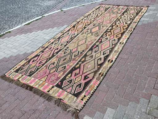 Vintage Kilim Rug 370cm x 170cm Håndspunnet ull Tyrkia