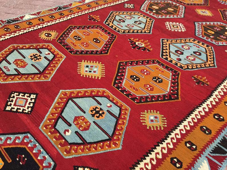 Vintage Kilim -matto 375cm x 175cm Käsintehty Turkissa