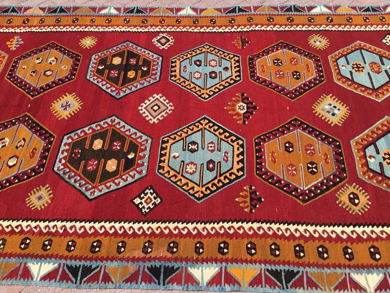 Vintage Kilim -matto 375cm x 175cm Käsintehty Turkissa