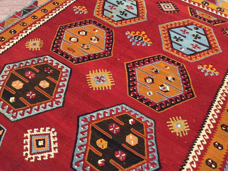 Vintage Kilim -matto 375cm x 175cm Käsintehty Turkissa