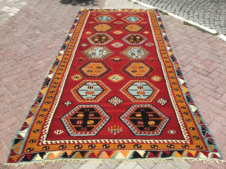 Vintage Kilim -matto 375cm x 175cm Käsintehty Turkissa