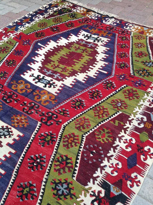 Vintage Kilim -matto 386cm x 170cm Käsintehty Turkista