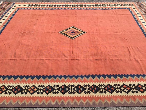 Vintage Kilim Rug 400cm x 302 cm hånd spunnet ull tyrkisk