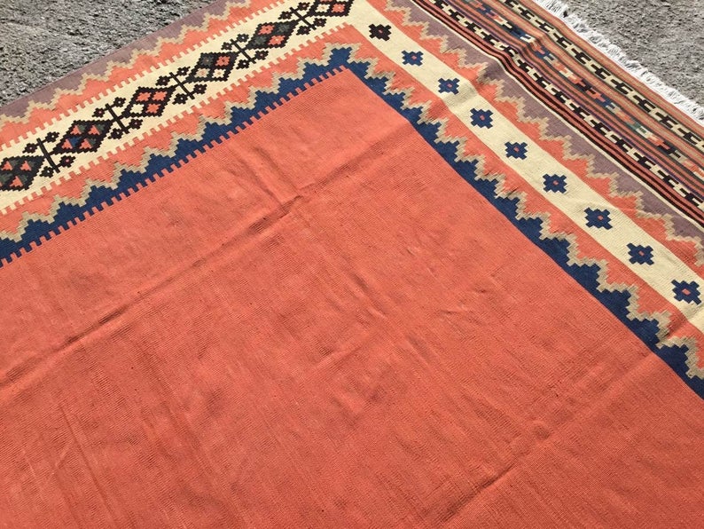 Tappeto Kilim vintage 400 x 302 cm in lana filata a mano turca