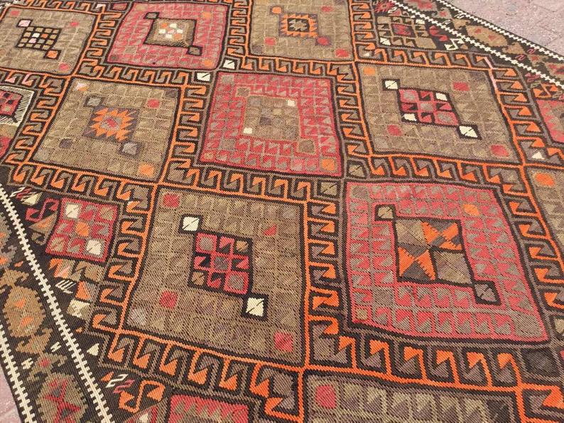 Tappeto Kilim vintage 475 x 175 cm fatto a mano in lana della Turchia occidentale