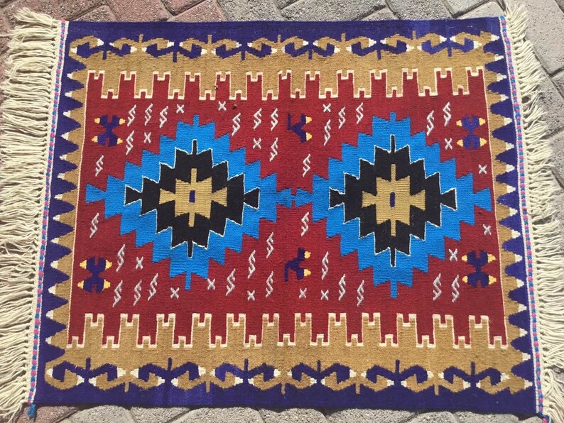 Vintage Kilim Rug 93cm x 75cm from Western Turkey
