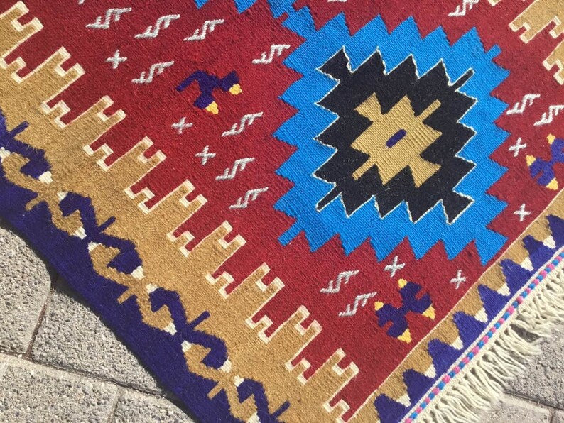 Vintage Kilim Rug 93cm x 75cm from Western Turkey