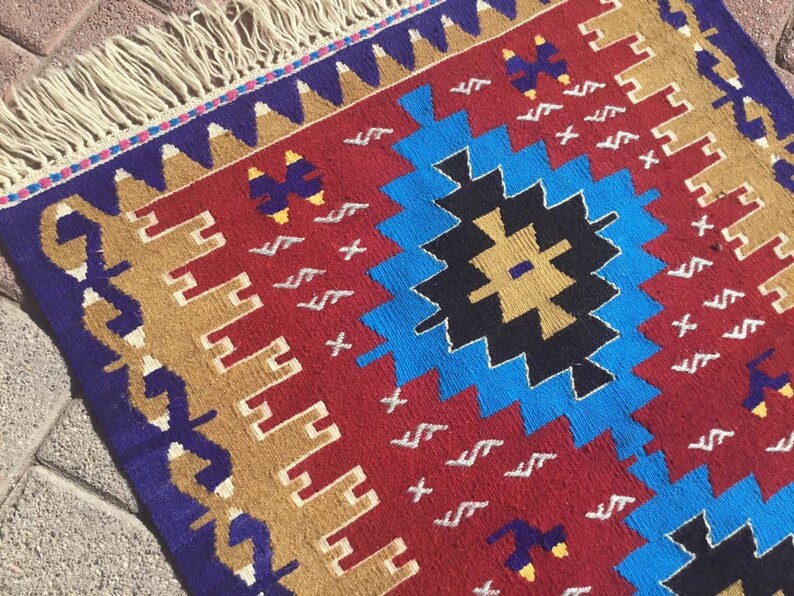 Vintage Kilim Rug 93cm x 75cm from Western Turkey
