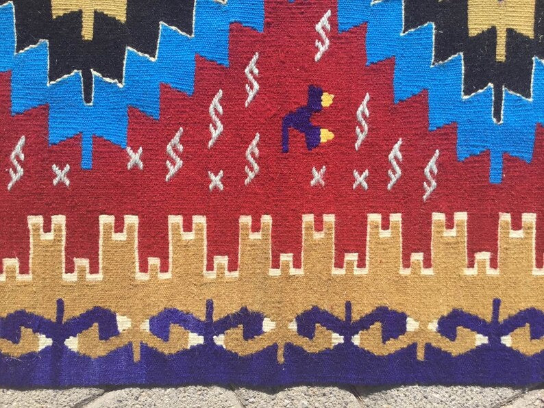 Vintage Kilim Rug 93cm x 75cm from Western Turkey