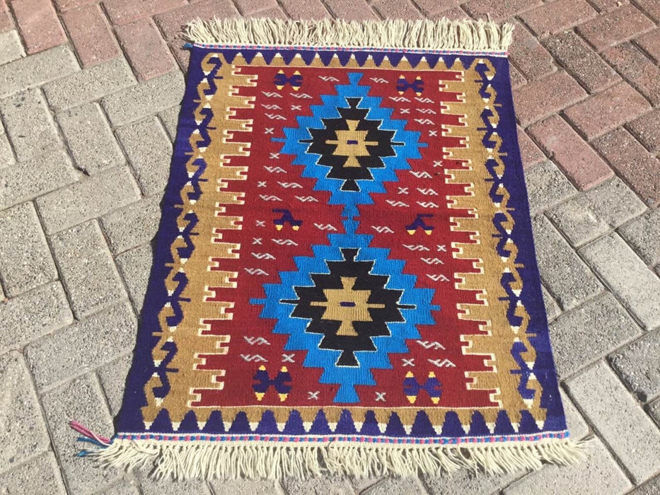 Vintage Kilim Rug 93cm x 75cm from Western Turkey